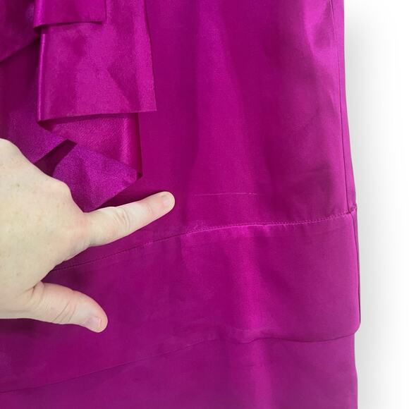 Diane Von Furstenberg Ruffled Caboney 100% Silk Top Blouse Size 6 Pink Fuchsia - Picture 6 of 8
